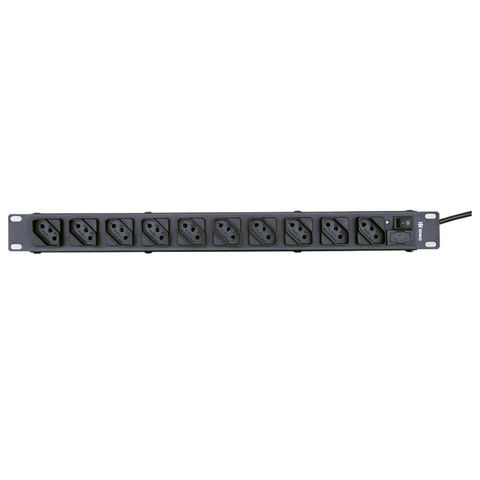 Régua para Rack 19" com 10 Tomadas 10A com Cabo de 1,10 Metros Preto Ipec - A2294 - A2294