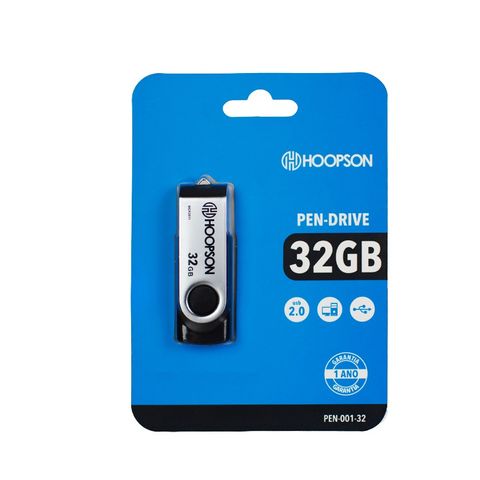 Pen Drive Hoopson 32GB Preto/Prata - PEN-001-32 - PEN-001-32
