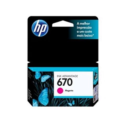 Cartucho de Tinta HP 670 Magenta Original - CZ115AB - 300 páginas para 4615, 4625, 3525, 5525 - CZ115AB