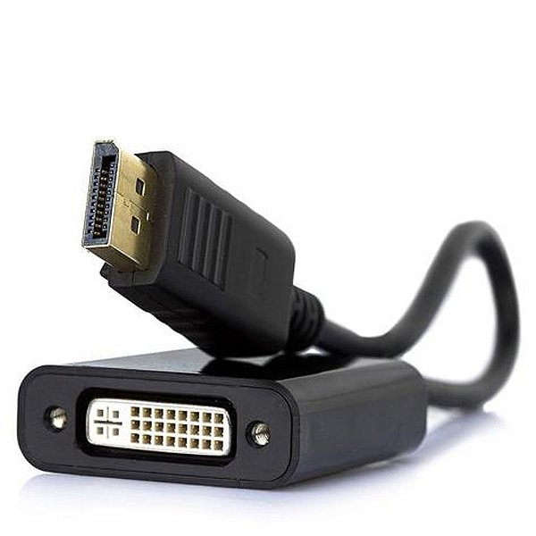 Conversor DisplayPort Macho para DVI Fêmea Preto F3 - 612 - com cabo de 20cm - 612