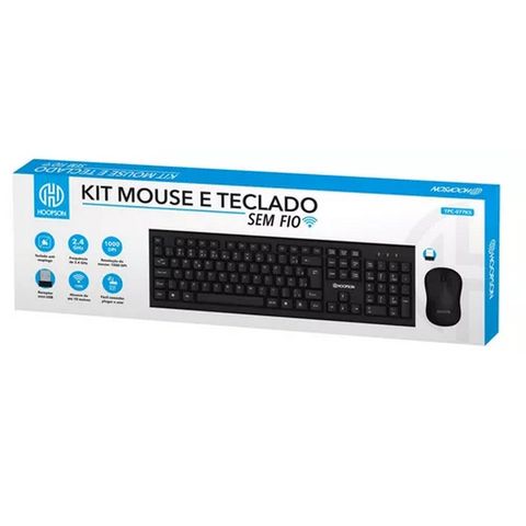 Kit Teclado + mouse Sem Fio Hoopson com Mouse Preto Hoopson - TPC-077KS - TPC-077KS