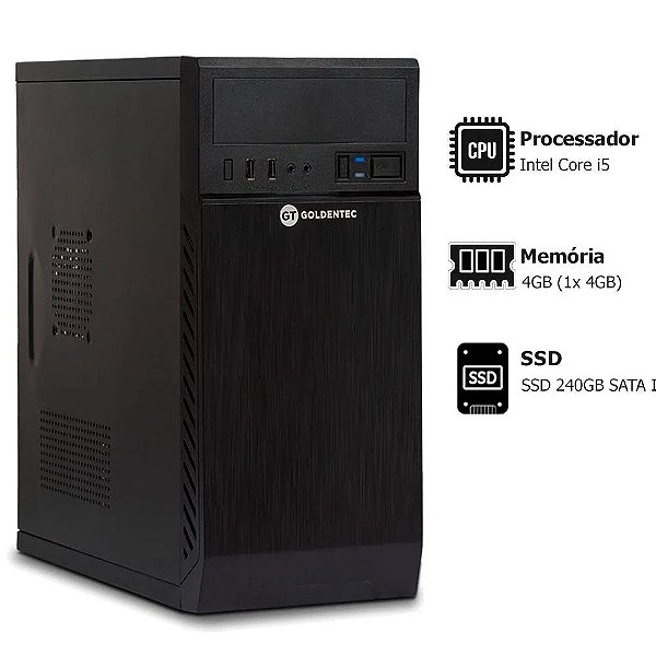 Micro Computador Goldentec F-GCL - 64804/68521 Core i5 2400 Memória 4 GB SSD 240 GB sem Monitor - F-GCL - 68521 / 64804