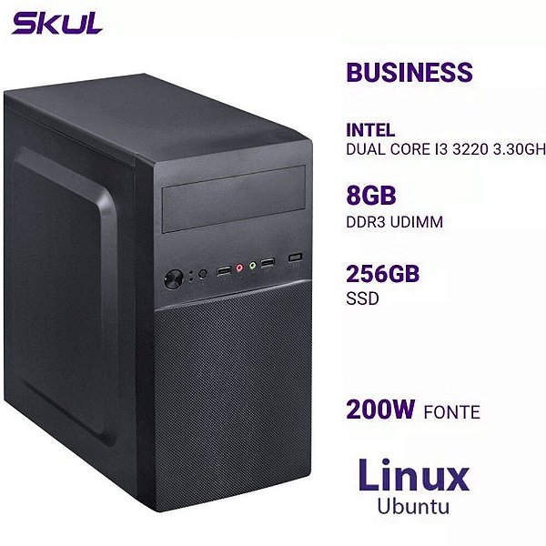 Micro Computador Skul Business B300 Core i3 3220 Memória 8 GB SSD 256GB Linux - sem Monitor - B48854-274468