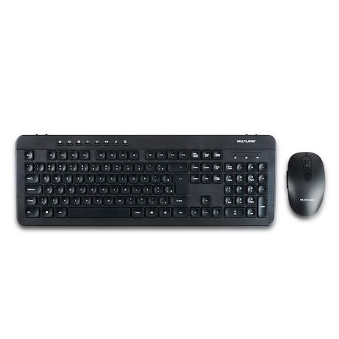 Kit Teclado + Mouse Sem Fio com Bateria Recarregável Multilaser Preto - TC250 - TC250