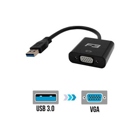 Conversor USB 3.0 Macho para VGA Fêmea Preto F3 - 1484 - 1484