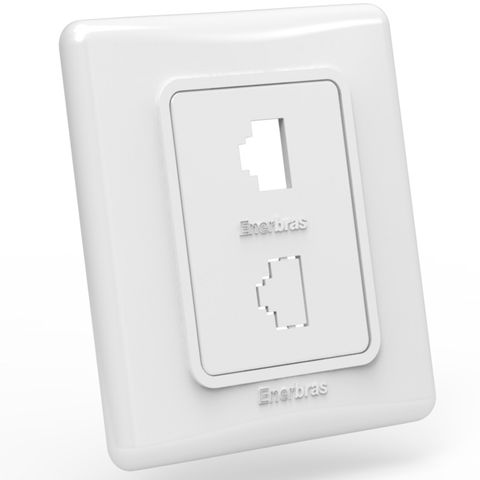 Espelho de Rede 2x2 Enerbras 2 RJ11 Branco - 345-E11 - Unitário - 345-E11