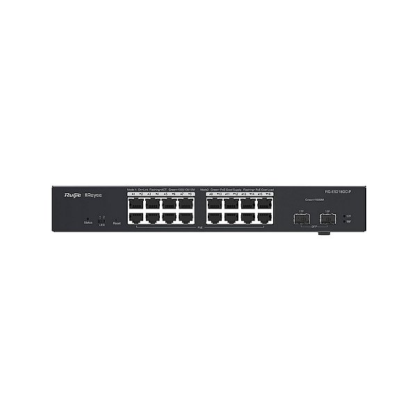 Switch PoE+ Gerenciável L2 Ruijie | Reyee RG-ES218GC-P 16 Portas Gigabit +2 SFP - RG-ES218GC-P