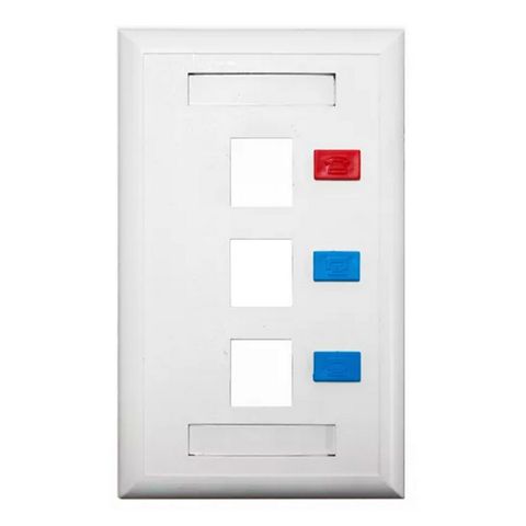 Espelho para Caixa 4x2 para 3 Keystones Branco Seccon SecLan - K-GL-1218C - K-GL-1218C