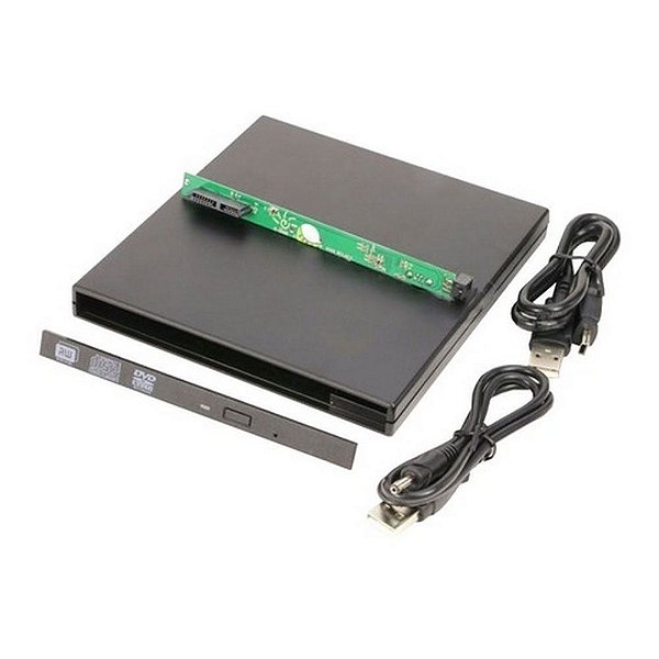 Gaveta Externa Case para Gravadora de Notebook 9,5mm Preto F3 - 214 - 214