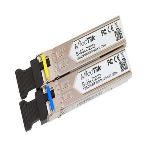 Modulo SFP Minigbic de 1,25G 1550nm LC-UPC 20 KM Monomodo Mikrotik S-3553LC20D - Vendido o Par - S-3553LC20D