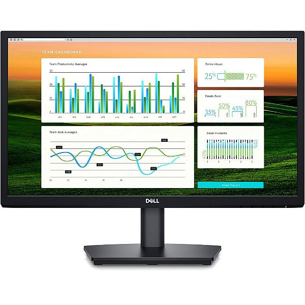 Monitor Dell Tela 21,5 LED 60Hz 5 ms Full HD Preto 1x HDMI 1xVGA 1x DisplayPort - E2222HS - 210-BBPW - com Ajuste de Altura - E2222HS