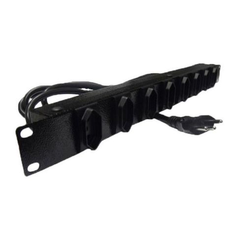 Régua para Rack 19'' com 8 Tomadas 10A 2P+T com Cabo de 1,5 Metros 19 Polegadas Preto Fibra Metal - CE810PT - CE810PT