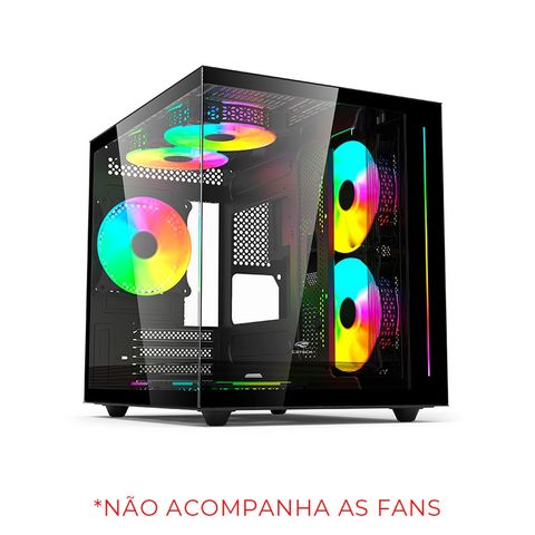 Gabinete Gamer C3tech Aquarius sem Cooler Fan e sem Fonte Lateral e Frente em Vidro Temperado Preto - MT-G810BK - MT-G810BK