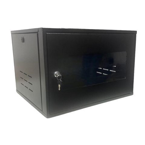 Mini-Rack Parede 6U x 370mm 19POL Preto Fibra Metal - MR06370S - MR06370S