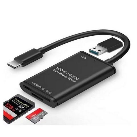 Conversor USB Type-C 3.0 Macho para Leitor Cartão SD/Micro SD Porta USB 3.0 - F3 - 306 - 306