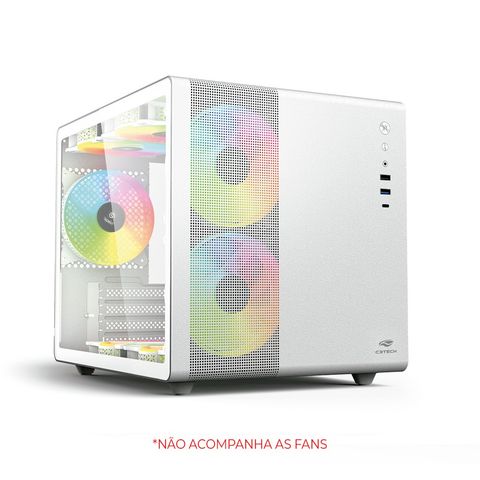 Gabinete Gamer C3tech Aquarius sem Cooler Fan e sem Fonte Lateral em Vidro Branco- MT-G710WH - MT-G680SBK