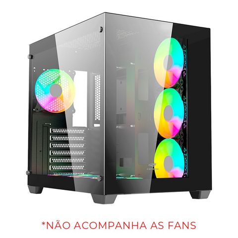 Gabinete Gamer C3tech Aquarius sem Cooler Fan e sem Fonte Lateral e Frente em Vidro Temperado Preto - MT-G910BK - MT-G910BK