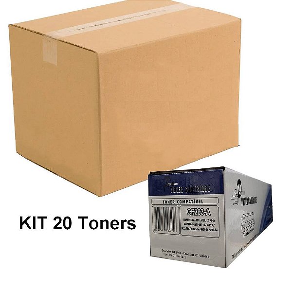 Toner HP 83 Preto HtCompany - CF-283A - M127FN M127, M127FW M-127, M125 M125A M125A, M201, M225, M226, M202 - Kit Caixa 20 Toners - 204010153