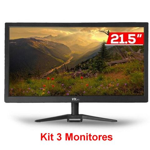 Kit 3 Monitor Duex VX215X PRO Tela 21,5 LED Preto VGA/HDMI - VX215X PRO