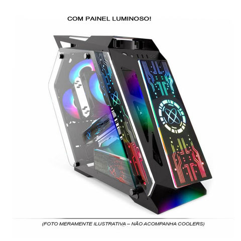 Gabinete Gamer GS Lumine Pixxo Preto sem Fonte e Cooler Led RGB com Lateral de Vidro - LKL06P - LKL06P