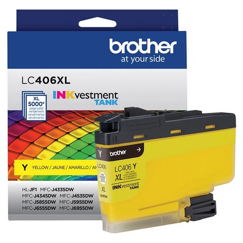 Cartucho de Tinta Brother LC406XL Amarelo Original - LC406XLYS - 5.000 páginas para HLJF1, MFCJ4335DW, MFCJ4345DW, MFCJ4535DW, MFCJ5855DW, MFCJ5955DW - LC406XLYS