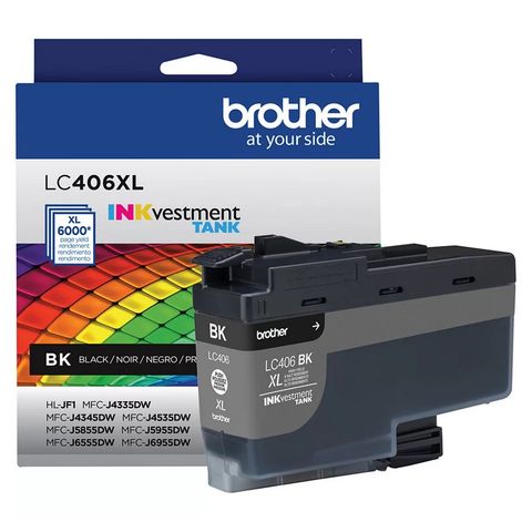 Cartucho de Tinta Brother LC406XL Preto Original - LC406XLBKS - 6.000 páginas para HLJF1, MFCJ4335DW, MFCJ4345DW, MFCJ4535DW, MFCJ5855DW, MFCJ5955DW - LC406XLBKS