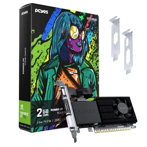 Placa de Video Pcyes GeForce GT710 2GB DDR3 64Bits HDMI DVI VGA - PPET7102GBLP - PPET7102GBLP