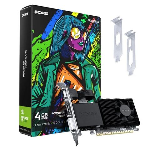 Placa de Video Pcyes GeForce GT730 4GB DDR5 64Bits HDMI DVI VGA - PVGT730GB4PE - PVGT730GB4PE