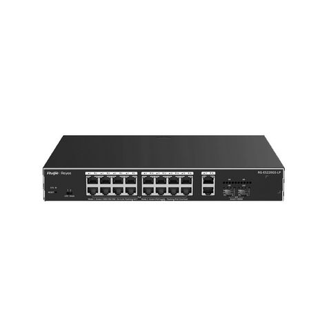 Switch PoE+ Gerenciável L2 Ruijie | Reyee RG-ES220GS-P 16 Portas Gigabit +2 SFP +2 RJ45 - RG-ES220GS-P