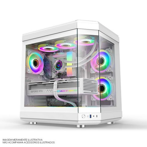 Gabinete Gamer Unreal Snow sem Fonte e Cooler Branco Liketec - LC-CB3X2 - UNREAL - 2054 - LC-CB3X2 - UNREAL - 2054