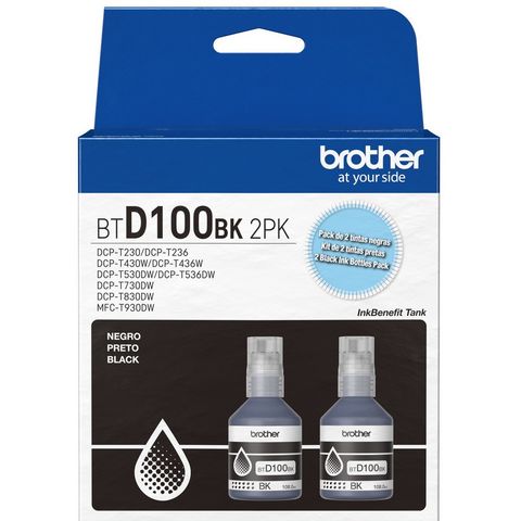 Tinta para Cartucho Brother Preto Original - BTD1002P Kit com 2 Refis -15.000 Páginas para T230W, T430W, T530W, T730W, T830DW - BTD1002PK