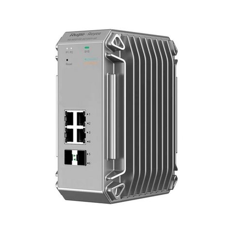 Switch Industrial PoE+ Gerenciável L2 Ruijie/reyee RG-NIS3100-4GT2SFP-HP 4 Portas GE 10/100/1000 + 2 Portas SFP Sem Fonte - RG-NIS3100-4GT2SFP-HP