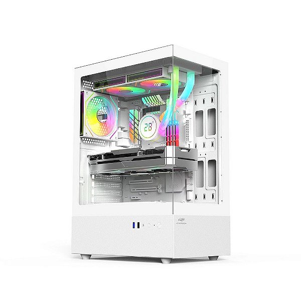 Gabinete Gamer C3tech Aquarius sem Cooler Fan e sem Fonte Lateral e Frente em Vidro Temperado Branco - MT-G860WH - MT-G860WH