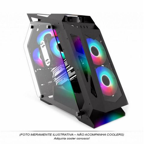 Gabinete Gamer GS Lumine Pixxo Preto sem Fonte e Cooler Led RGB com Lateral de Vidro - LKS06S - LKS06S