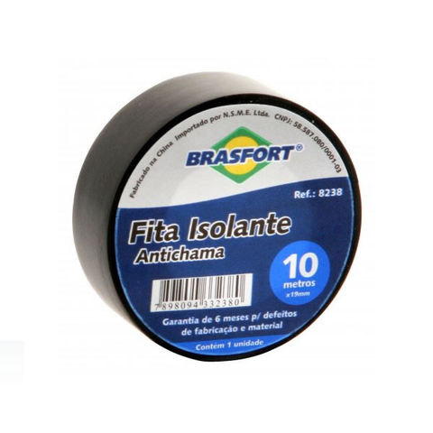 Fita Isolante Antichama Brasfort 10 Metros Preto - 8238 - Unitário - 8238
