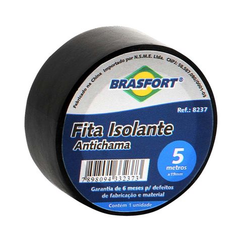 Fita Isolante Antichama Brasfort 5 Metros Preto - 8237 - Unitário - 8237