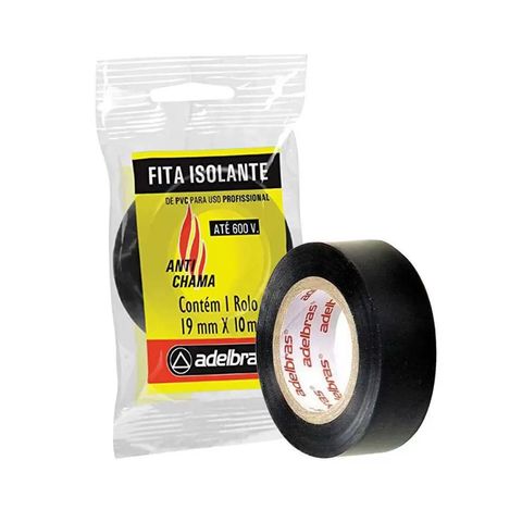 Fita Isolante Antichama Adelbras 10 Metros Preto - Unitário - 0803060008 - 0803060008