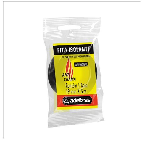 Fita Isolante Antichama Adelbras 5 Metros Preto - Unitário - 0803060007 - 0803060007 - VENDIDO UNITÁRIO