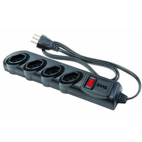 Filtro de Linha SMS com 4 Tomadas 10A 3 Pinos 1,3 Metros Preto com Circuit Breaker - 62328 - 62328