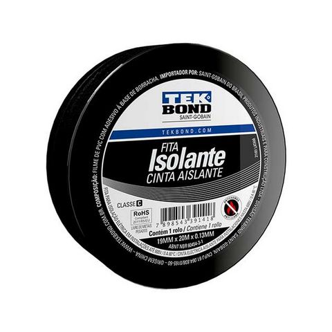 Fita Isolante Antichama Tekbond 20 Metros Preto - Unitário - 78072749345 - 78072749345