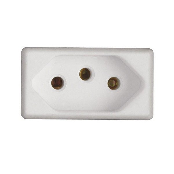 Tomada modulo 2 Pinos + Terra 10A Tramontina Liz, Lux2, Giz, Tablet, Lizflex, Plastibox Branco - 57115/030 - 57115/030