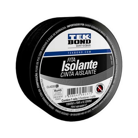 Fita Isolante Antichama Tekbond 5 Metros Preto - Unitário - 78072749343 - 78072749343