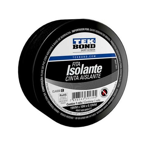 Fita Isolante Antichama Tekbond 10 Metros Preto - Unitário - 78072749344 - 78072749344