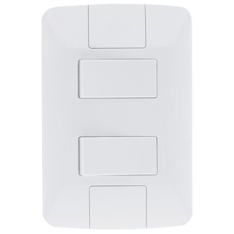 Interruptor 2 Simples 6A Tramontina Aria 57241/040 com Espelho 4x2 Branco - 57241/040