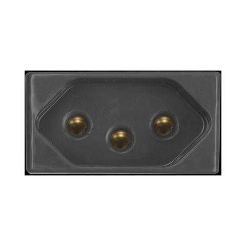 Tomada Modulo 2 Pinos + Terra 20A Tramontina Liz, Lux2, Giz, Tablet, Lizflex, Plastibox Preto - 57215/038 - 57215/038
