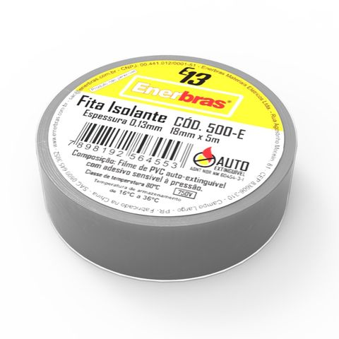 Fita Isolante Enerbras Auto-Extinguível Cinza 5 Metros - 500 - 500-ECZ - CINZA