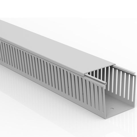 Canaleta Semiaberta Enerbras Barra 2 Metros 80x80mm Cinza - Unitário - 8080-E/S - 80X80-E/S