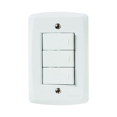 Interruptor 3 Simples 10A Lux2 Tramontina com Espelho 4x2 Branco Tramontina - 57145/070 - 57145/070