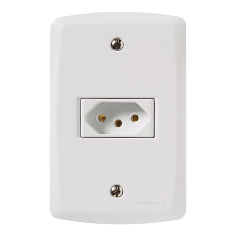 Tomada 2 Pinos + Terra 10A com Espelho 4x2 Lux2 Branco Tramontina - 57145/210 - 131539 - 57145/210