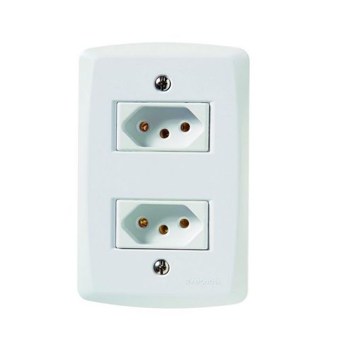 Tomada 2 Pinos + Terra 20A Lux2 Dupla com Espelho 4x2 Branco Tramontina - 57145/266 - 134257 - 57145/266